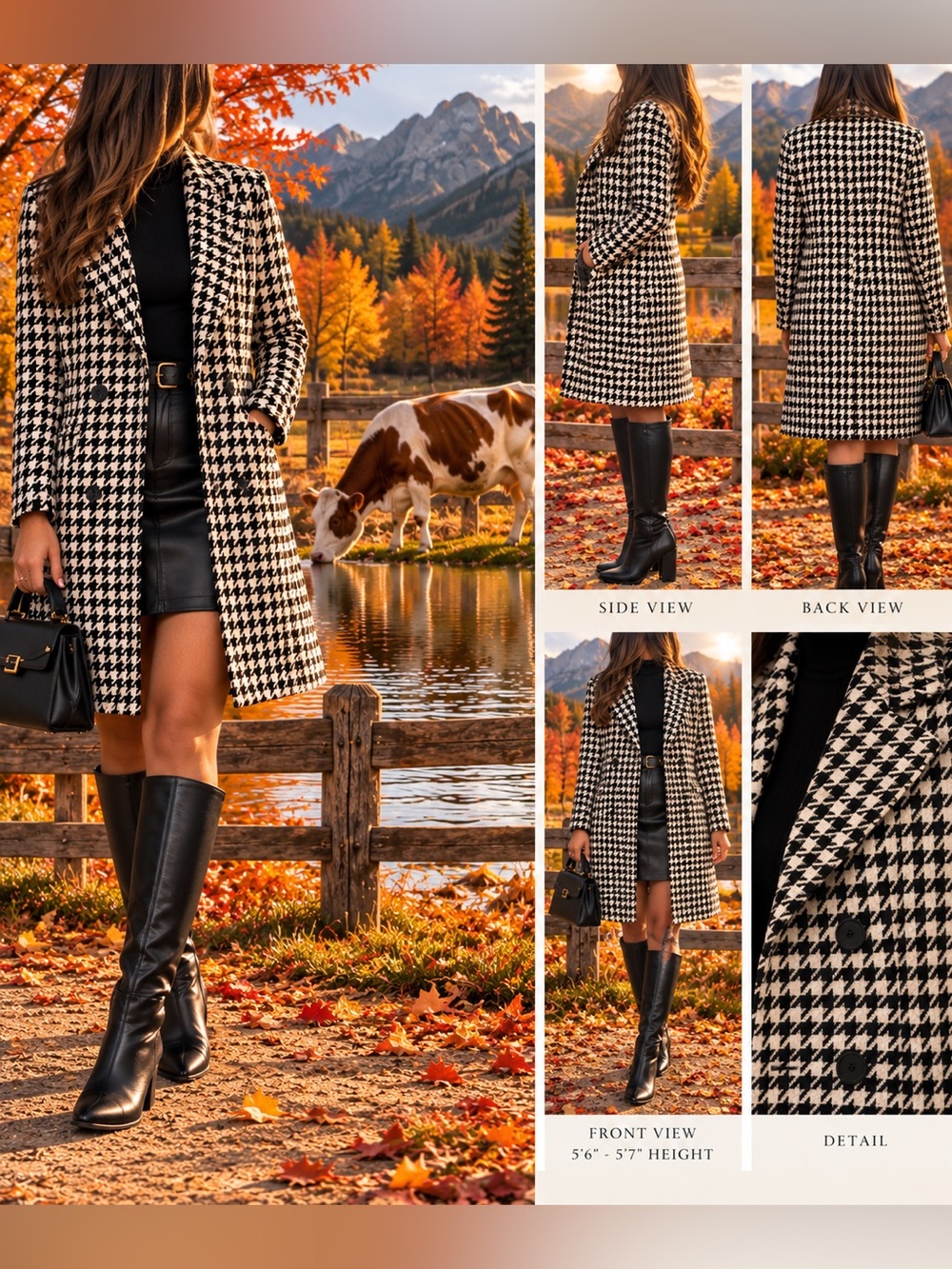 Ann Taylor Factory Black and White Houndstooth Trench Coat